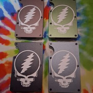Skull Lightning Bolt Aluminum Wallets - Set of 4